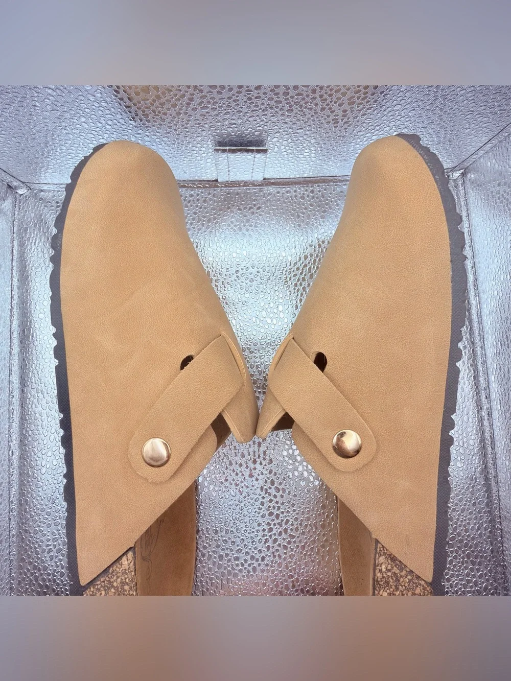 Women’s Buckle Clog Mule in Tan with Cushioned Footbed sole Mates 8 - Picture 8 of 8